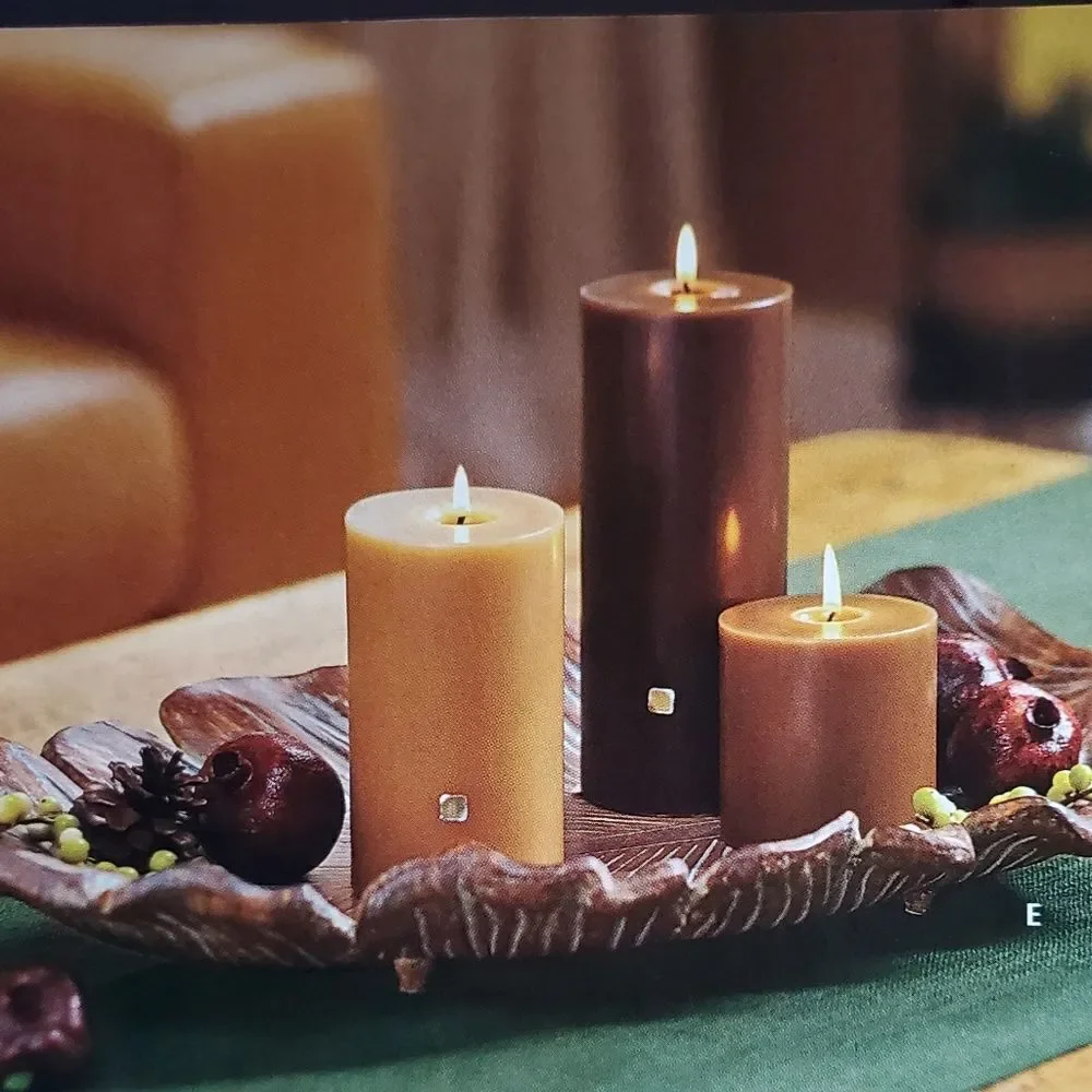 🩵NIB Partylite Brown Leaf Sculpted Pillar Candle Garden Centerpiece - Picture 6 of 15